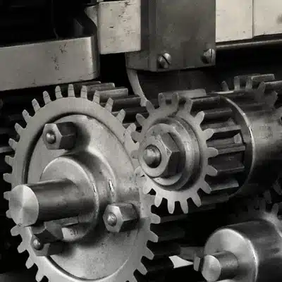 Zahnräder als Symbol für gesellschaftliche Arbeitsteilung – Illustration zum Anomiebegriff nach Émile Durkheim.