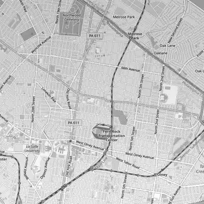 Ausschnitt aus einer Straßenkarte von Philadelphia.