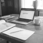 Vorbereitung einer wissenschaftlichen Arbeit mit Notizen, Literatur und Gliederung