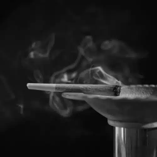 Rauchender Joint als Symbol für Cannabis, Drogenprohibition und moralische Paniken im Film Reefer Madness.