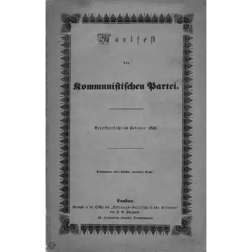 Manifest der kommunistischen Partei – Erstausgabe