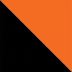 Orange-schwarze Farbfläche als Anspielung auf Gefängnisuniformen und den Serientitel Orange Is the New Black.