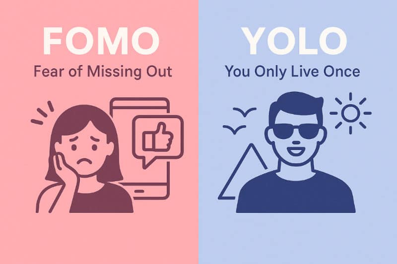 FOMO ist die Schattenseite der Singularisierung: Wer nicht mithalten kann, erlebt Mangel, Vergleich und Exklusion. YOLO ist ihre affirmative Kehrseite: der Imperativ, das Leben zu einem einzigartigen Ereignis zu machen.